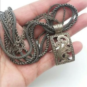 Retired Silpada Sterling Silver 4 Strand Necklace Paisley Pendant